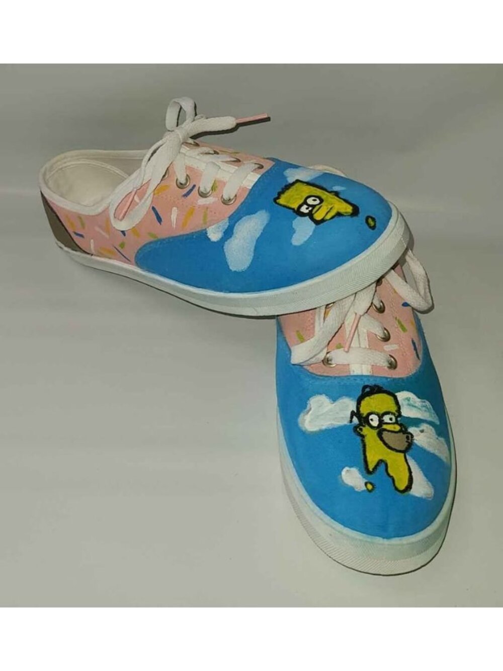 Womans size 8 custom painted simpsons donut shoes new skate boat shoes OOAK A8